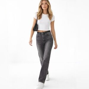 GRLFRND Karolina High Rise Straight Jeans Montego Bay Wash Button Fly Sz 23💛